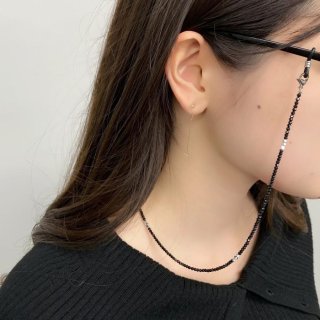 パールメガネチェーン ネックレス 淡水真珠 黒 ホワイト