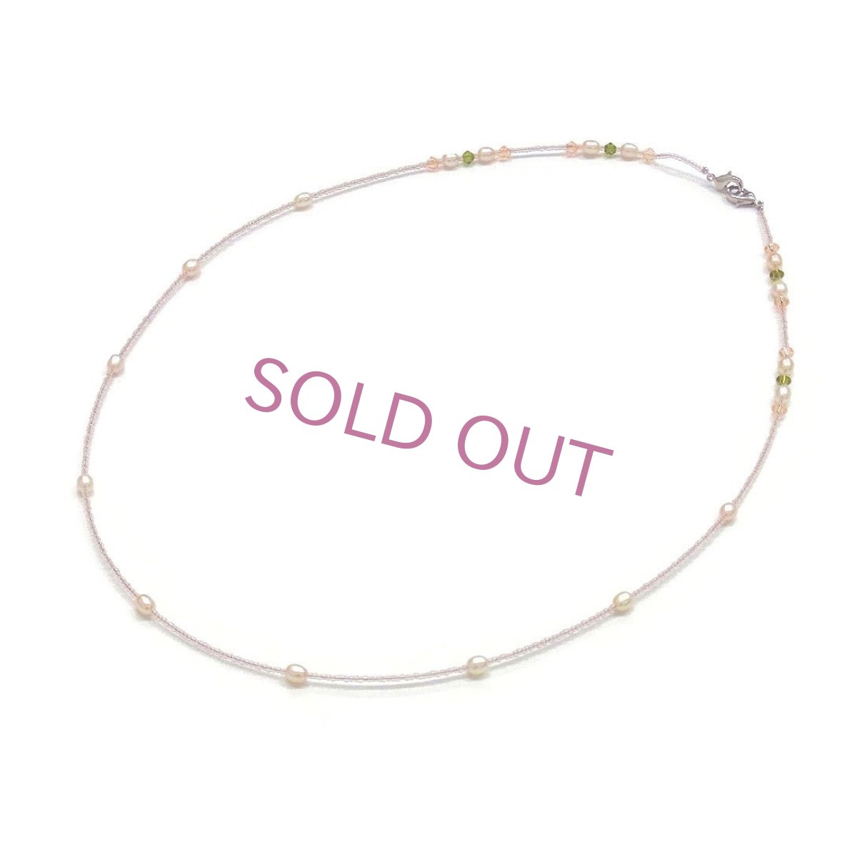 2wayパールメガネチェーン ネックレス 淡水真珠 4-5mm ライス型 スワロフスキー オレンジ グリーン ネコポス配達