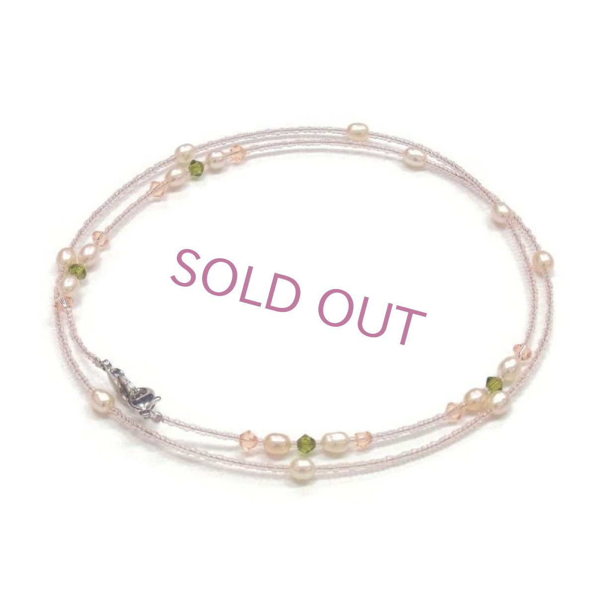 2wayパールメガネチェーン ネックレス 淡水真珠 4-5mm ライス型 スワロフスキー オレンジ グリーン ネコポス配達