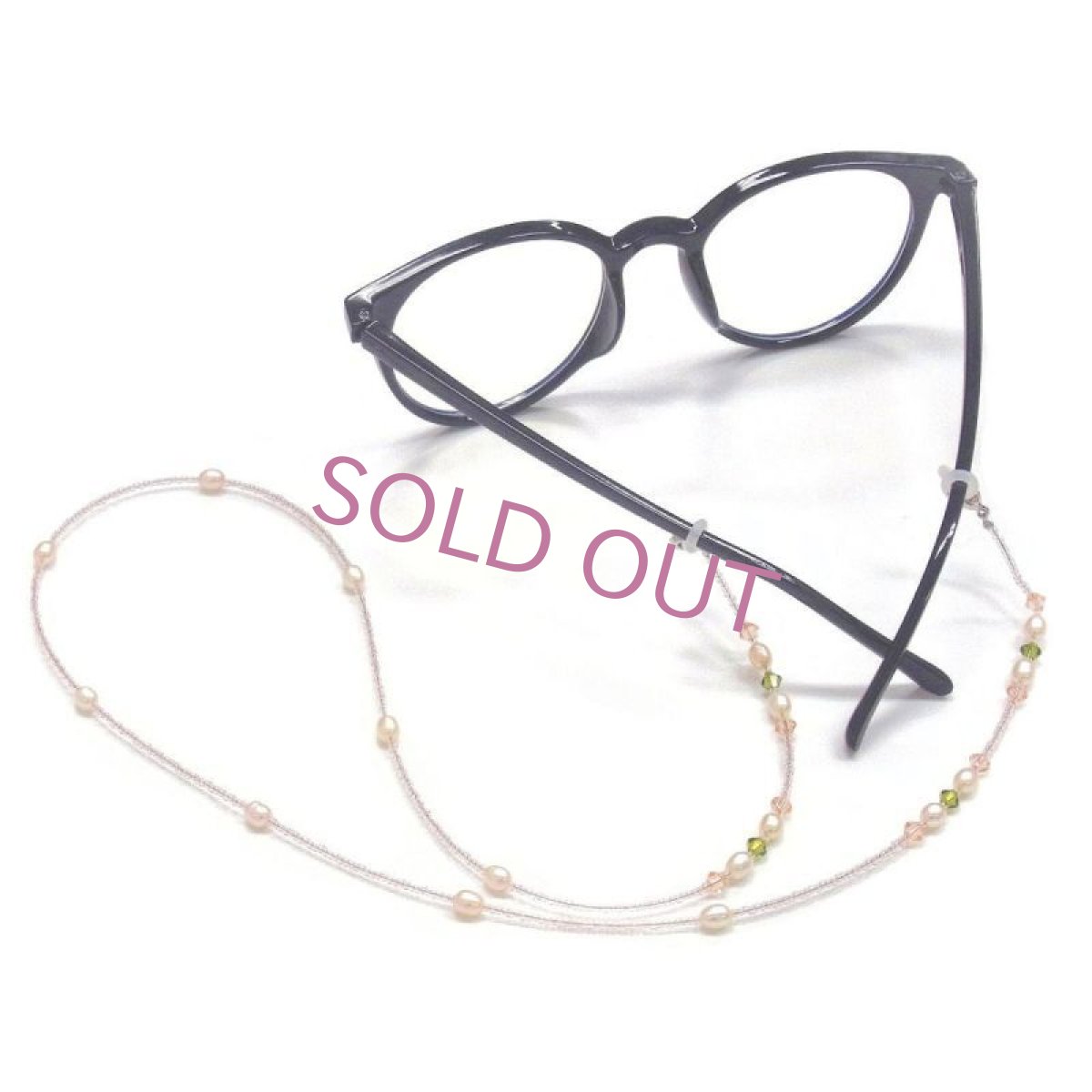 2wayパールメガネチェーン ネックレス 淡水真珠 4-5mm ライス型 スワロフスキー オレンジ グリーン ネコポス配達