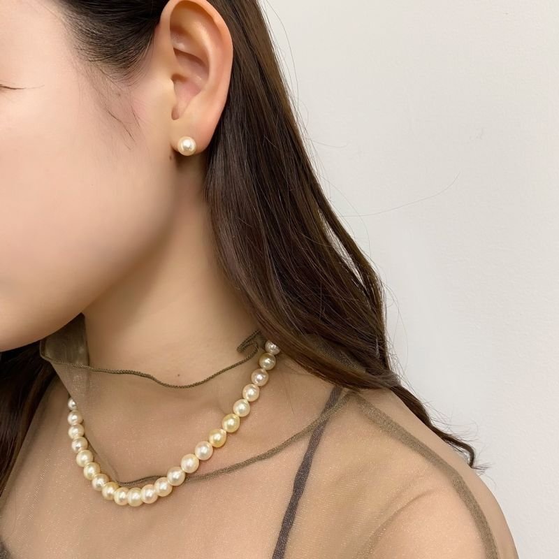 アコヤ真珠 パールピアス イヤリング 8-8.5mm ゴールド ラウンド