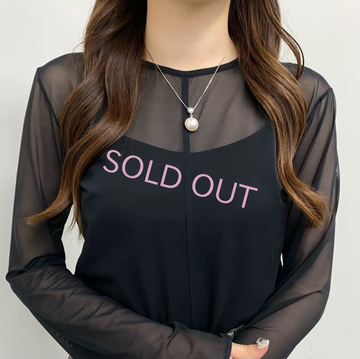 マベ真珠ペンダント ネックレス ホワイト 16-18mm 半円 45cm スライド式アジャスター SV925製 1点物