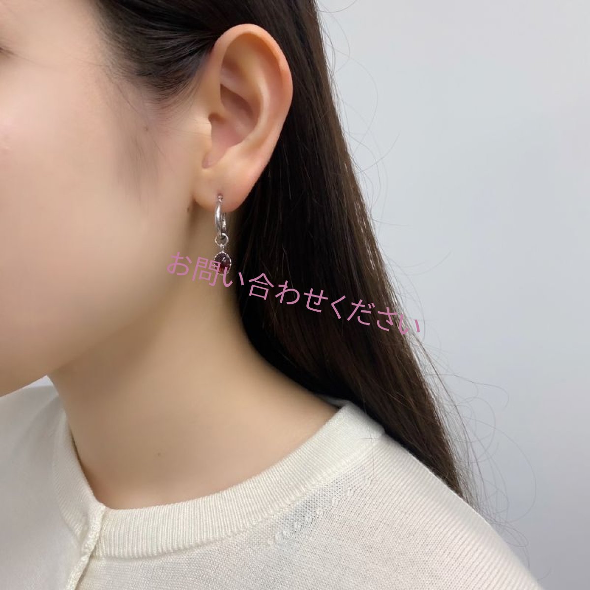 画像5: リバーシブルピアス カラーストーン ブルートパーズスカイ ガーネット シルバー製 フープピアス 選べるチャーム  (5)