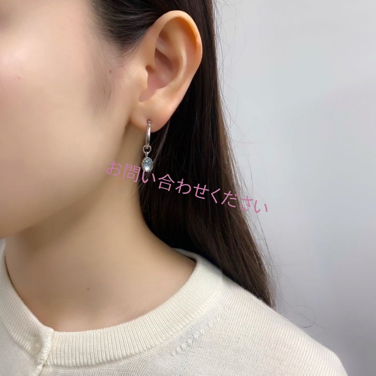 画像6: リバーシブルピアス カラーストーン ブルートパーズスカイ ガーネット シルバー製 フープピアス 選べるチャーム  (6)