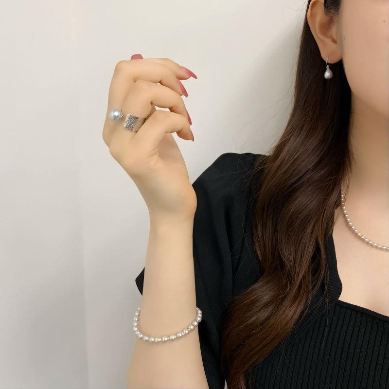 アコヤ真珠 パールブレスレット バロック 5-5.5mm ナチュラルグレー 