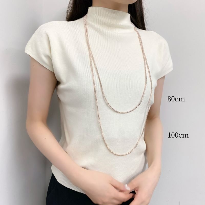 淡水ベビーパールネックレス ロング アジャスター付き 淡水真珠 ベビーパールロングネックレス 2.5-3mm ピンク 80cm 100cm