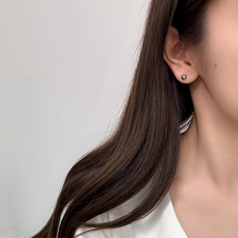 アコヤ黒真珠 ベビーパールピアス イヤリング 4.5-5mm ブラック