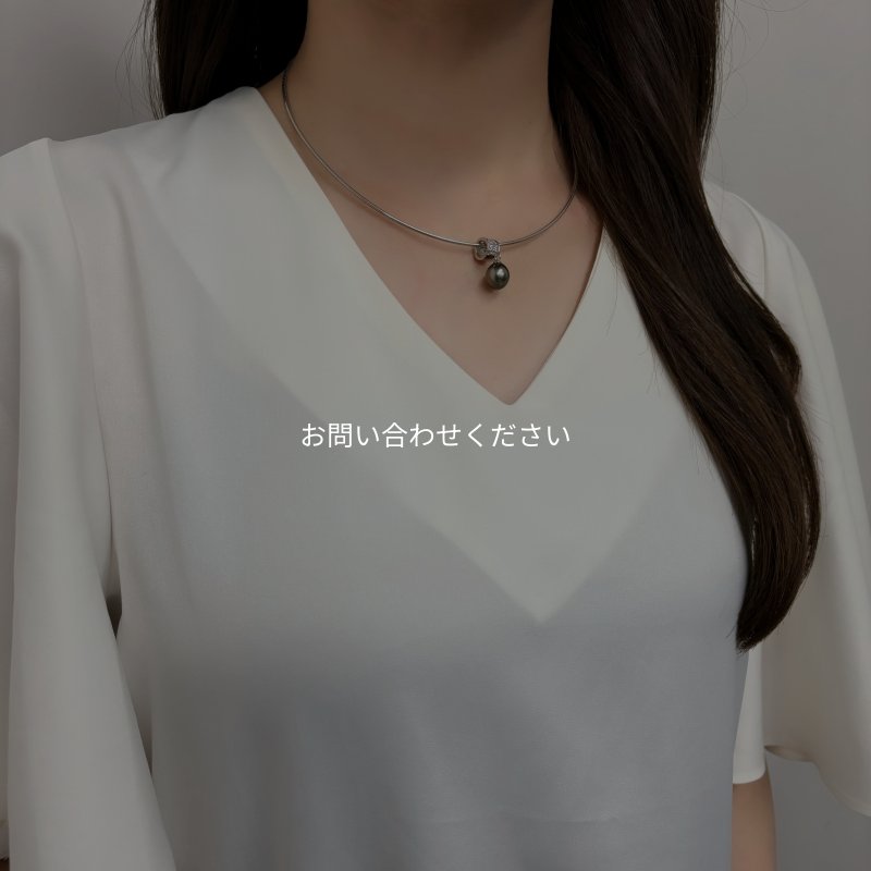 黒蝶真珠 ブラックパールオメガネックレス タヒチ 9-9.5mm セミ