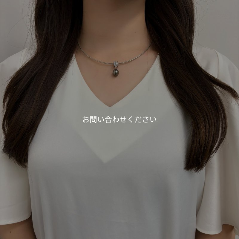 黒蝶真珠 ブラックパールオメガネックレス タヒチ 9-9.5mm セミ