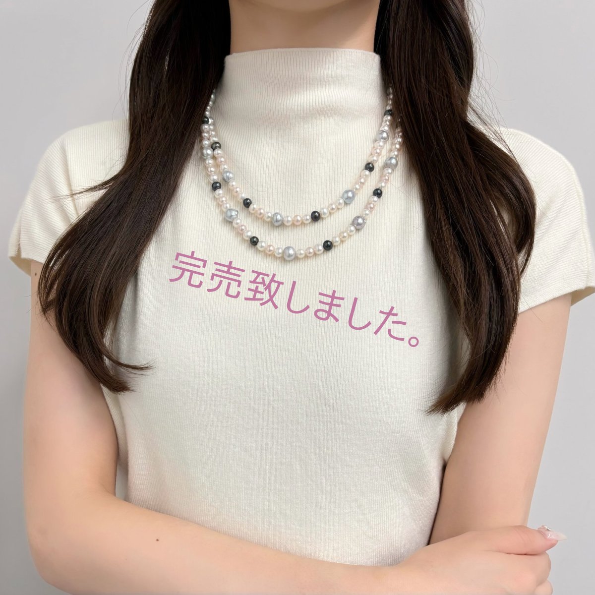 画像7: アコヤ真珠 淡水真珠 パールネックレス マルチカラー オレンジ ピンク ロング バロック 8-9mm ナチュラルグレー フラット 6-6.5mm (7)