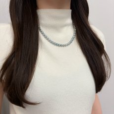 アコヤ真珠 シルバーグレーネックレス コバルト処理 6-6.5ｍｍラウンド〜セミラウンド シルバー製750 約42cm GIA宝石鑑定士保証書付き 