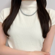 アコヤ真珠 シルバーグレーネックレス コバルト処理 6-6.5ｍｍラウンド〜セミラウンド シルバー製750 約42cm GIA宝石鑑定士保証書付き 