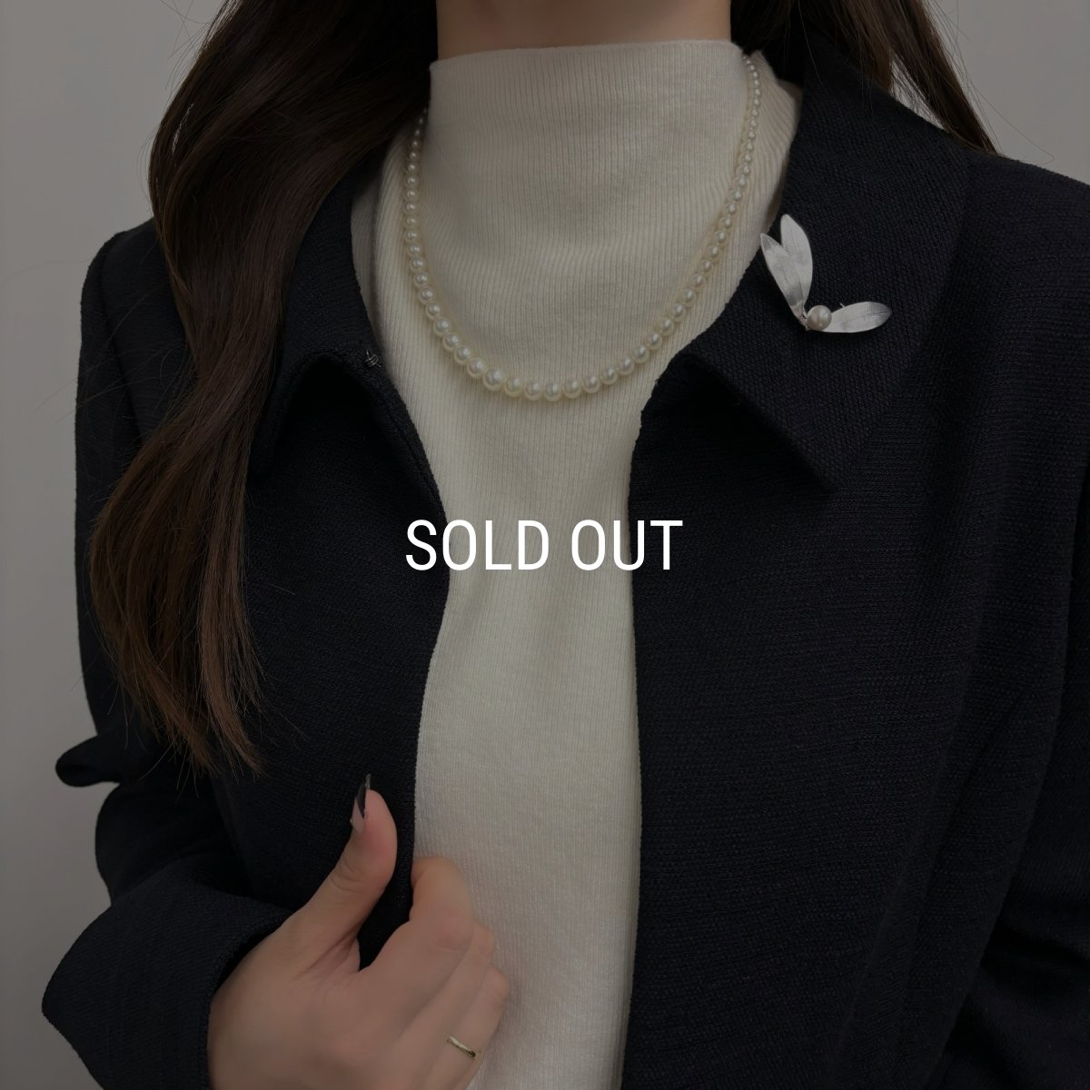 アコヤ真珠 パールブローチ 7-7.5mm ホワイト ラウンド シルバー製 オリーブ