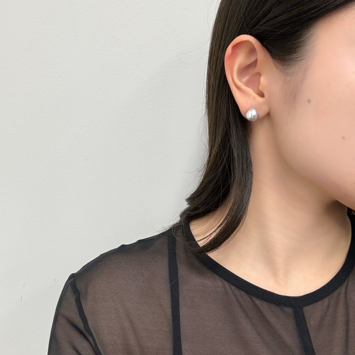 アコヤ真珠 バロックパールピアス イヤリング 9-10mm ナチュラルグレー 無調色 K14WG SV製