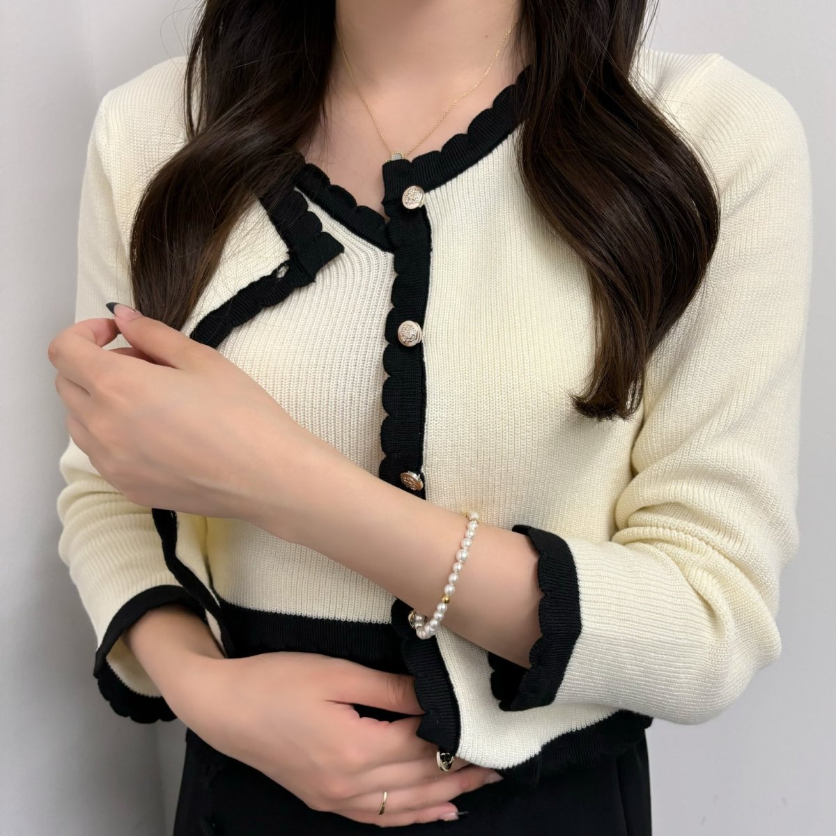 アコヤ真珠 ベビーパールブレスレット ホワイト 4-4.5mm 5.5-6mm ラウンド シルバー製ゴールド加工 約17cm 1点物