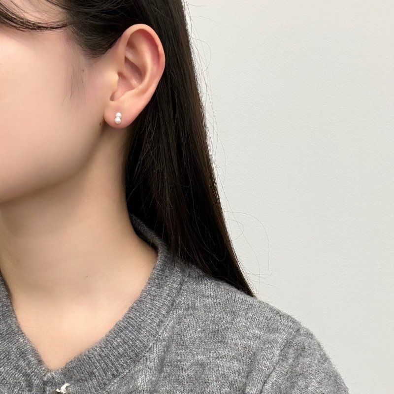 アコヤ真珠 ツインパールピアス 4-5mm ホワイト K14WG