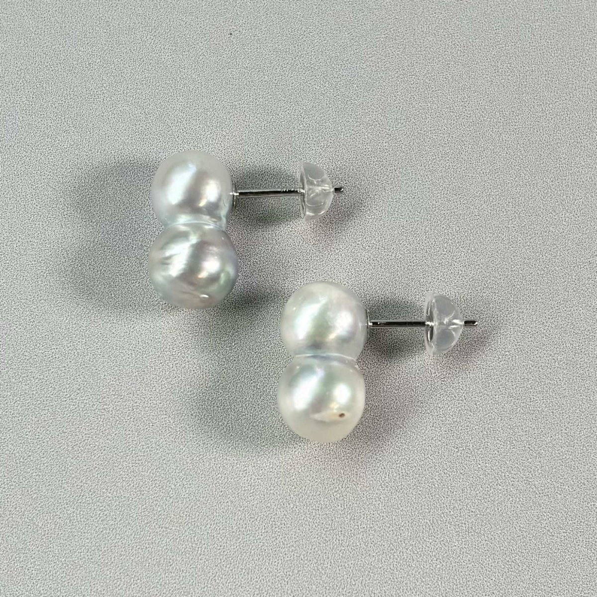 アコヤ真珠 ツインパールピアス 8-9mm ナチュラルグレー 無調色 K14WG