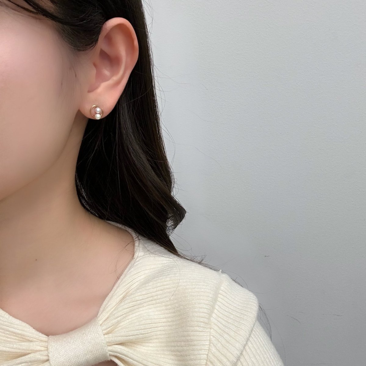 アコヤ真珠 ベビーパールピアス 3.5-4mm ホワイト ラウンド K18YG