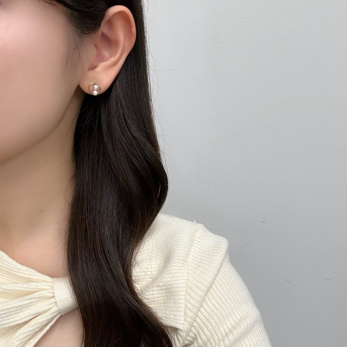 アコヤ真珠 ベビーパールピアス 3.5-4mm ホワイト ラウンド K18YG