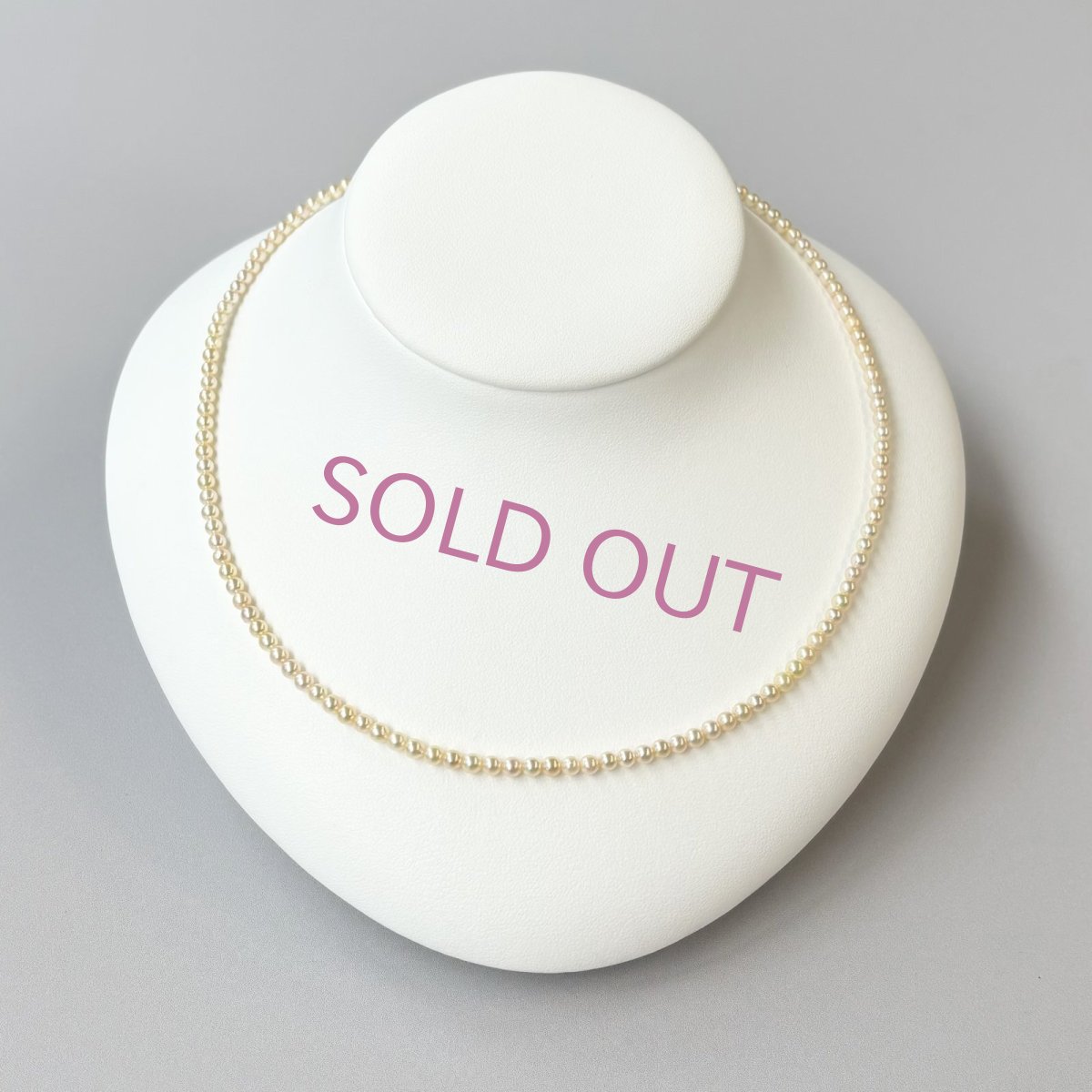 アコヤ真珠 ベビーパールネックレス 3-3.5ｍｍ クリーム〜ゴールド ラウンド〜セミラウンド 42cm 1点物 GIA宝石鑑定士保証書 パールクロス付き