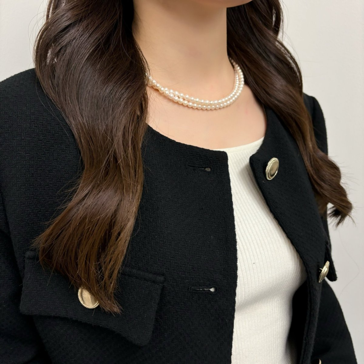 アコヤ真珠 ベビーパールロングネックレス 5-5.5mm ラウンド ホワイト 83.5cm GIA宝石鑑定士保証書 パールクロス付き