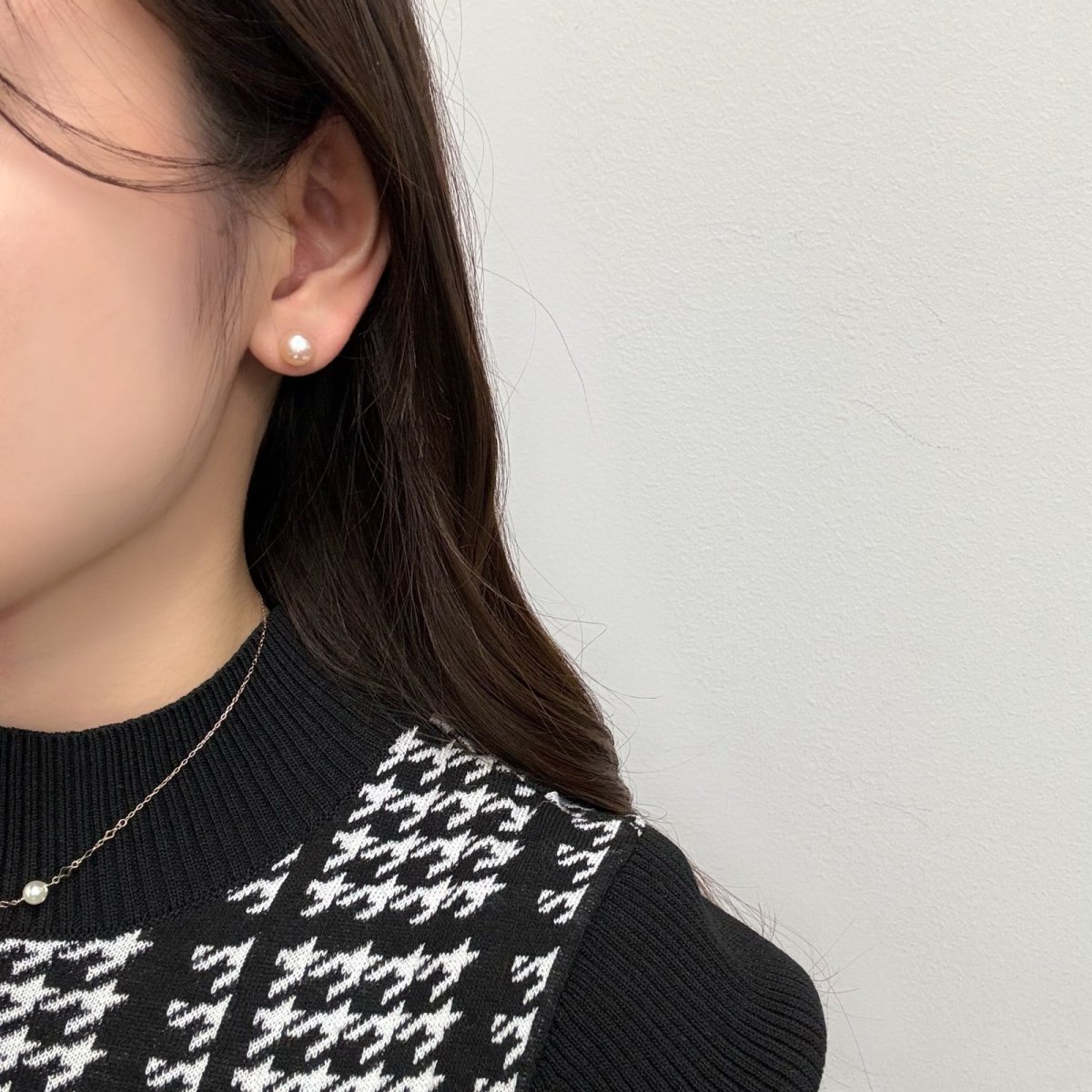 画像6: 淡水真珠 ボタンシェイプパールピアス イヤリング 7.5-8mm オレンジ  SV925製　K18YG (6)