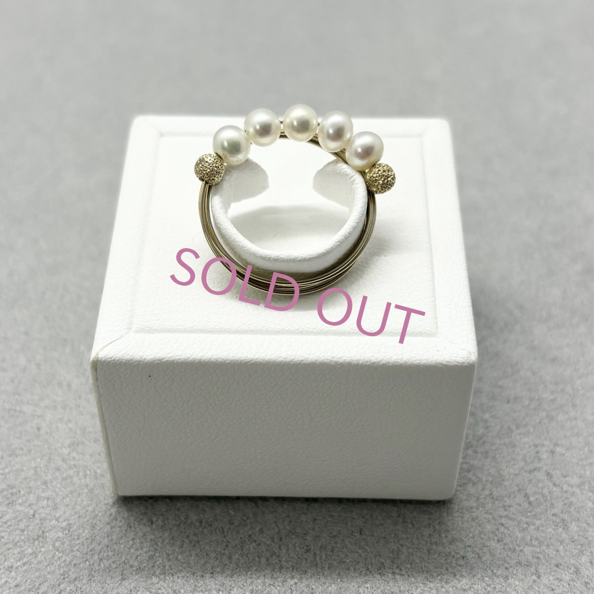 淡水真珠 パールリング 4-4.5mm ホワイト オフラウンド ブラス製 13-14号
