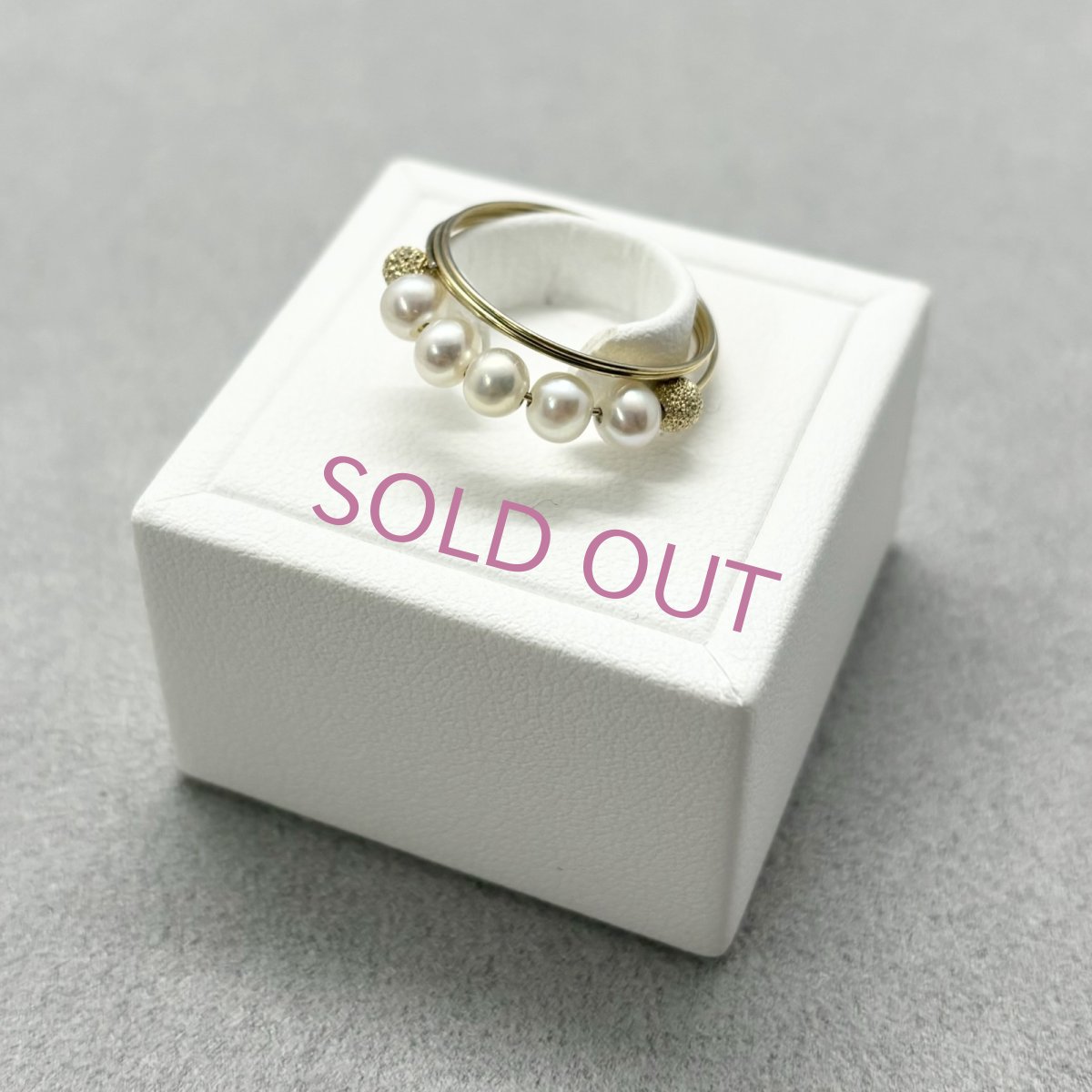 淡水真珠 パールリング 4-4.5mm ホワイト オフラウンド ブラス製 13-14号