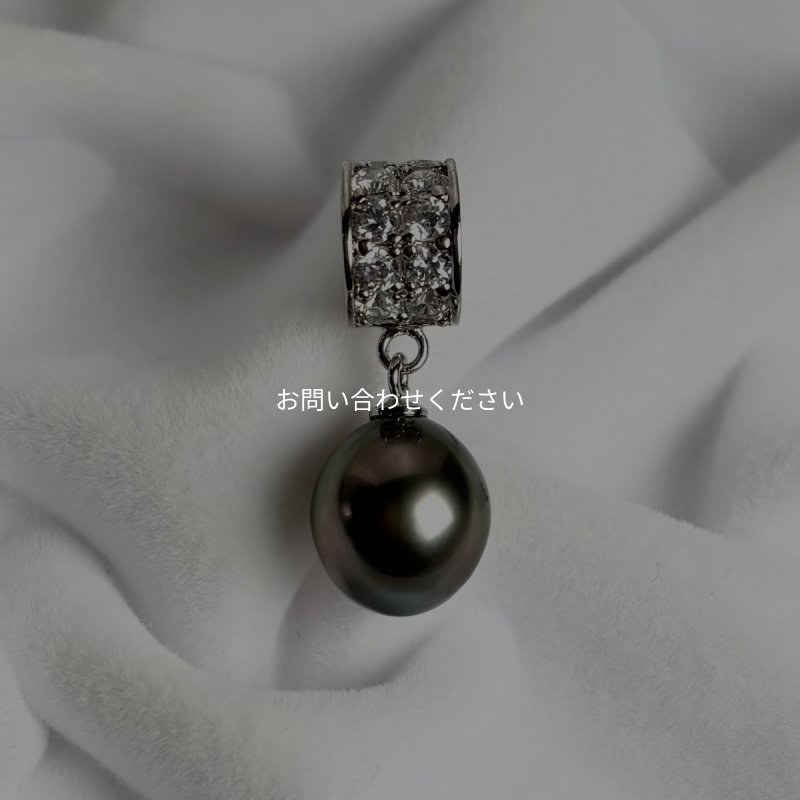黒蝶真珠 ブラックパールオメガネックレス タヒチ 9-9.5mm セミ
