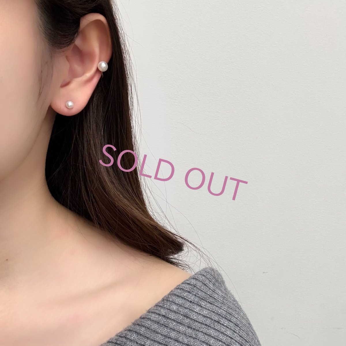 アコヤ真珠 パールイヤーカフ 6-6.5ｍｍ ホワイト ラウンド K10YG 片耳 ユニセックス 1点物