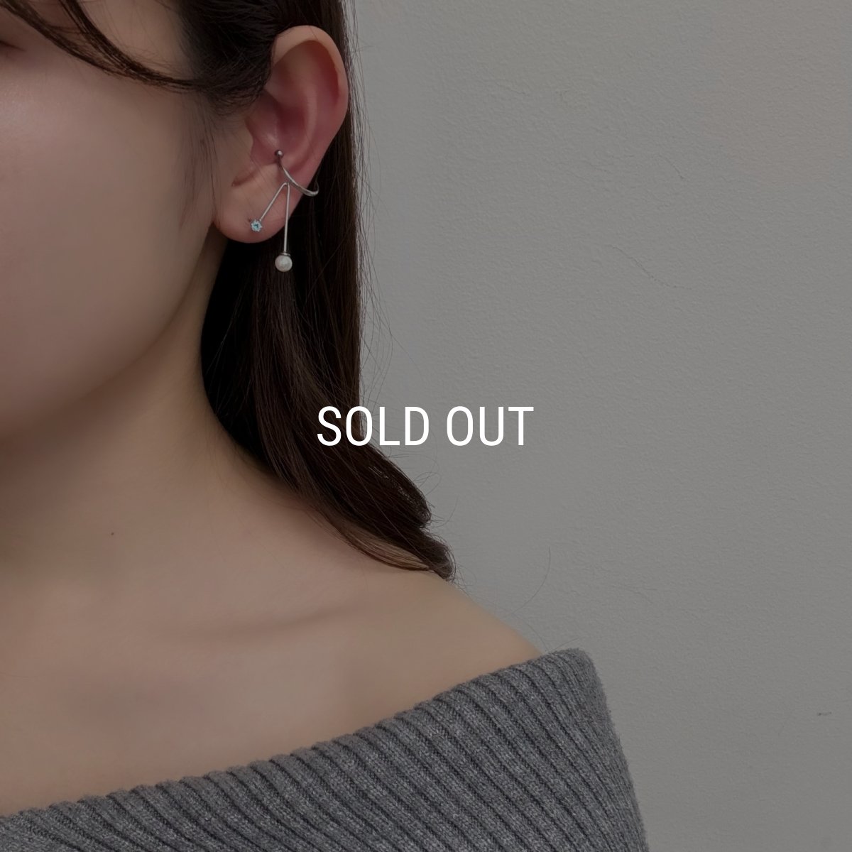 画像3: 受注生産品 アコヤ真珠 パールイヤーカフ 5-5.5mm ホワイト ラウンド ブルートパーズ シルバー製  SV925 片耳  (3)