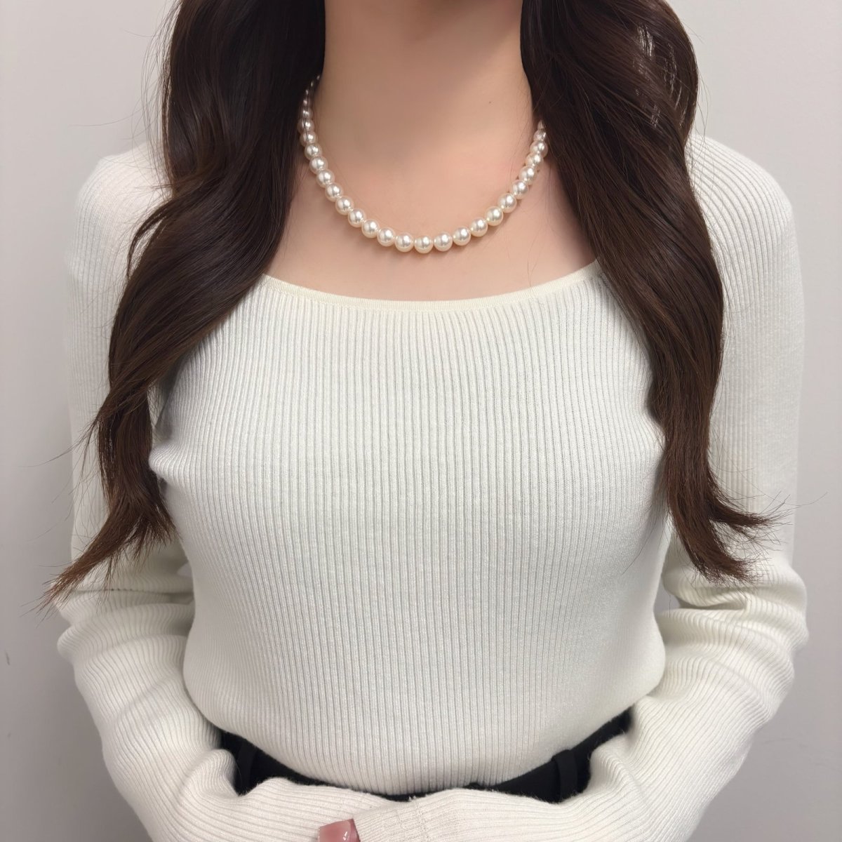 ランク上 アコヤ真珠 パールネックレス 9-9.5mm ホワイトピンク系 GIA宝石鑑定士保証書 クロスつき 1点もの