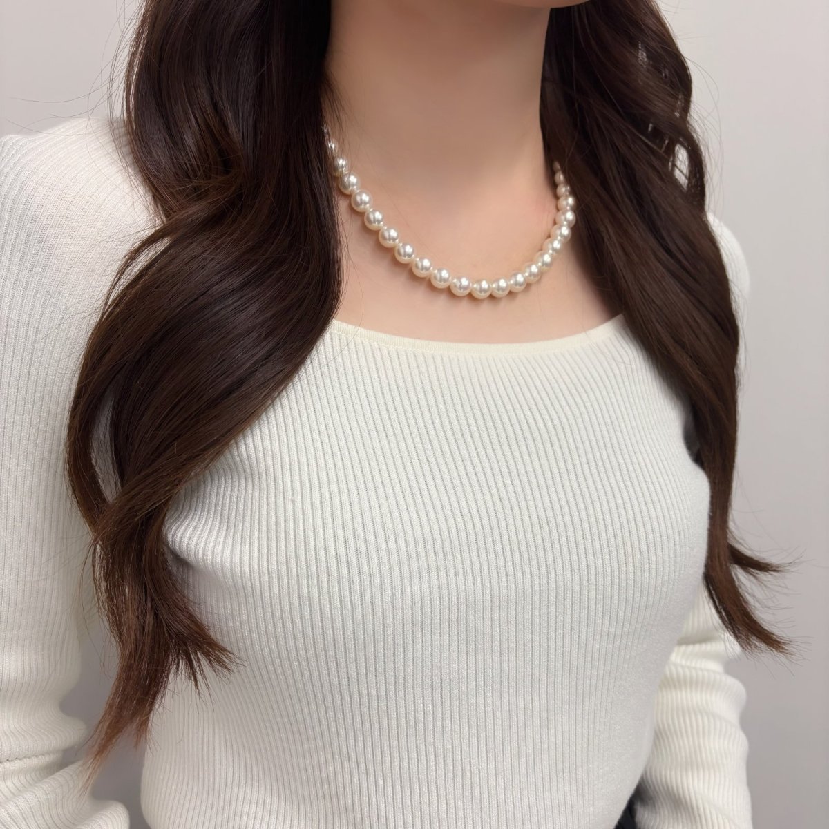 ランク上 アコヤ真珠 パールネックレス 9-9.5mm ホワイトピンク系 GIA宝石鑑定士保証書 クロスつき 1点もの