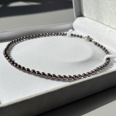 アコヤ黒真珠 ブラックパールネックレス 5-5.5ｍ セミラウンド シルバー製  42cm GIA宝石鑑定士保証書付き