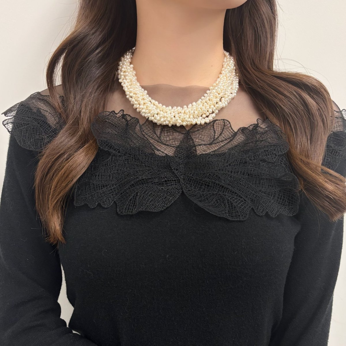 画像6: 淡水真珠 8連パールネックレス 3.5-4mm ホワイト シルバー製 (6)