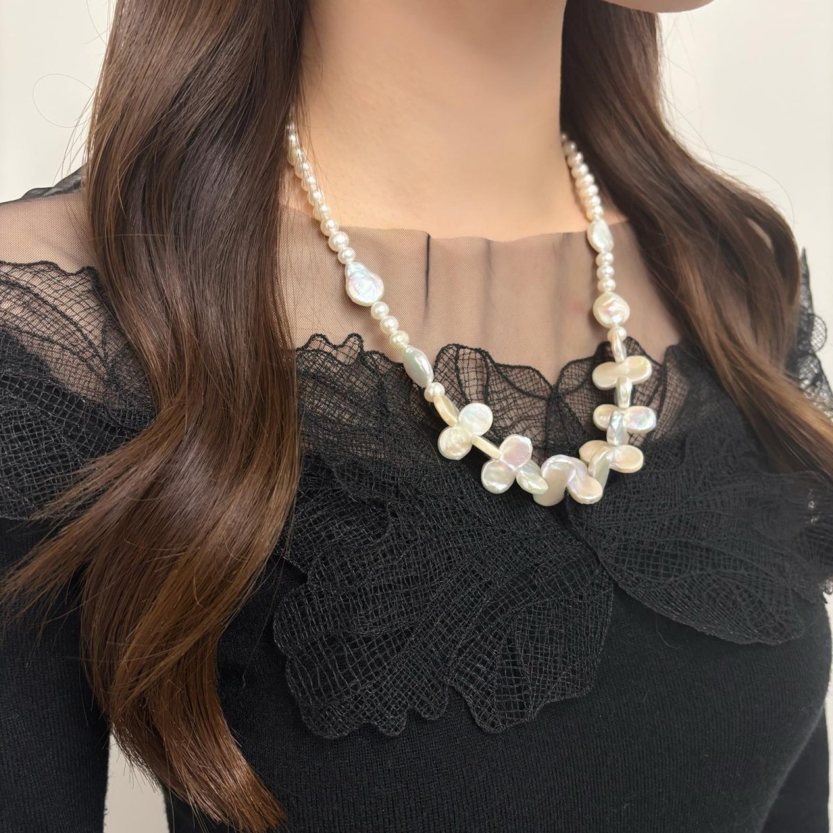 画像8: 淡水真珠 デザインネックレス コインツイン型 (8)