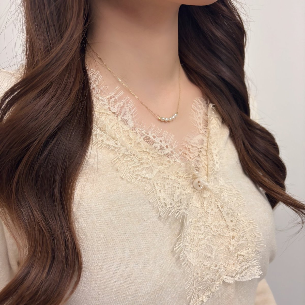 アコヤ真珠 パールペンダント 4-4.5mm ホワイト ラウンド K10YG 42.5cm