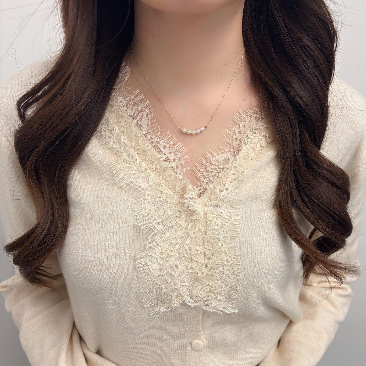 アコヤ真珠 パールペンダント 4-4.5mm ホワイト ラウンド K10YG 42.5cm