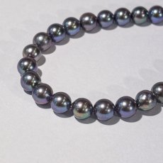 画像2: アコヤ黒真珠 パールブレスレット  6-6.5ｍｍ ブラック セミラウンド SV925製 18cm＋3cm (2)