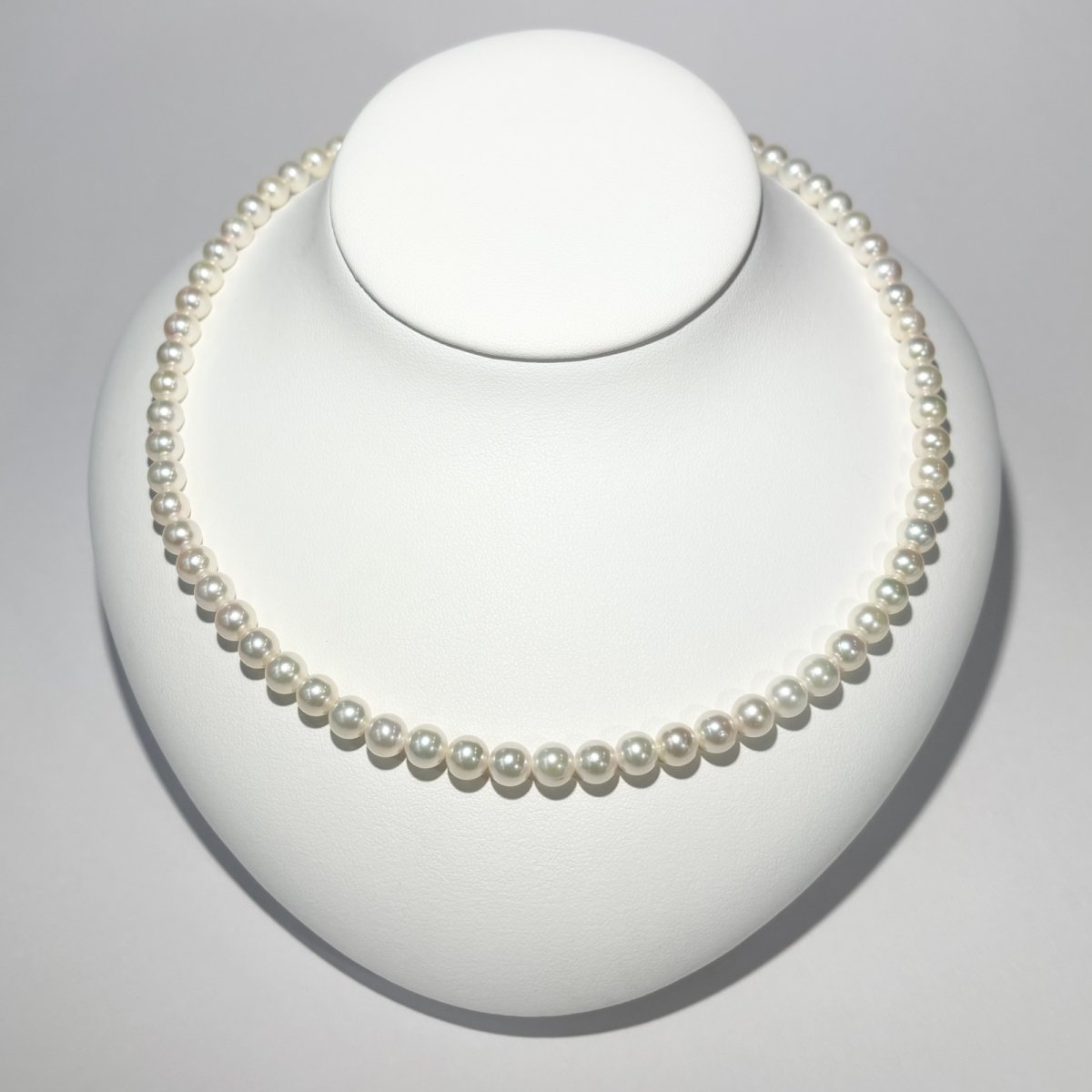 画像3: アコヤ真珠 パールネックレス 6-6.5mm ホワイト ラウンド 約42.5cm GIA宝石鑑定士保証書 パールクロスつき 1点物 (3)