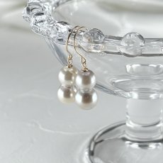 画像2: アコヤ真珠 ツインパールピアス イヤリング 6-7mm ナチュラルグレー 無調色 K18YG K14WG SV925ゴールド加工 明治神宮奉献品 (2)