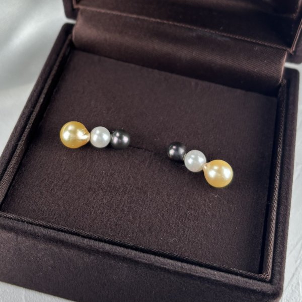 パール ピアス あこや真珠 18k ライン パールピアス レディース