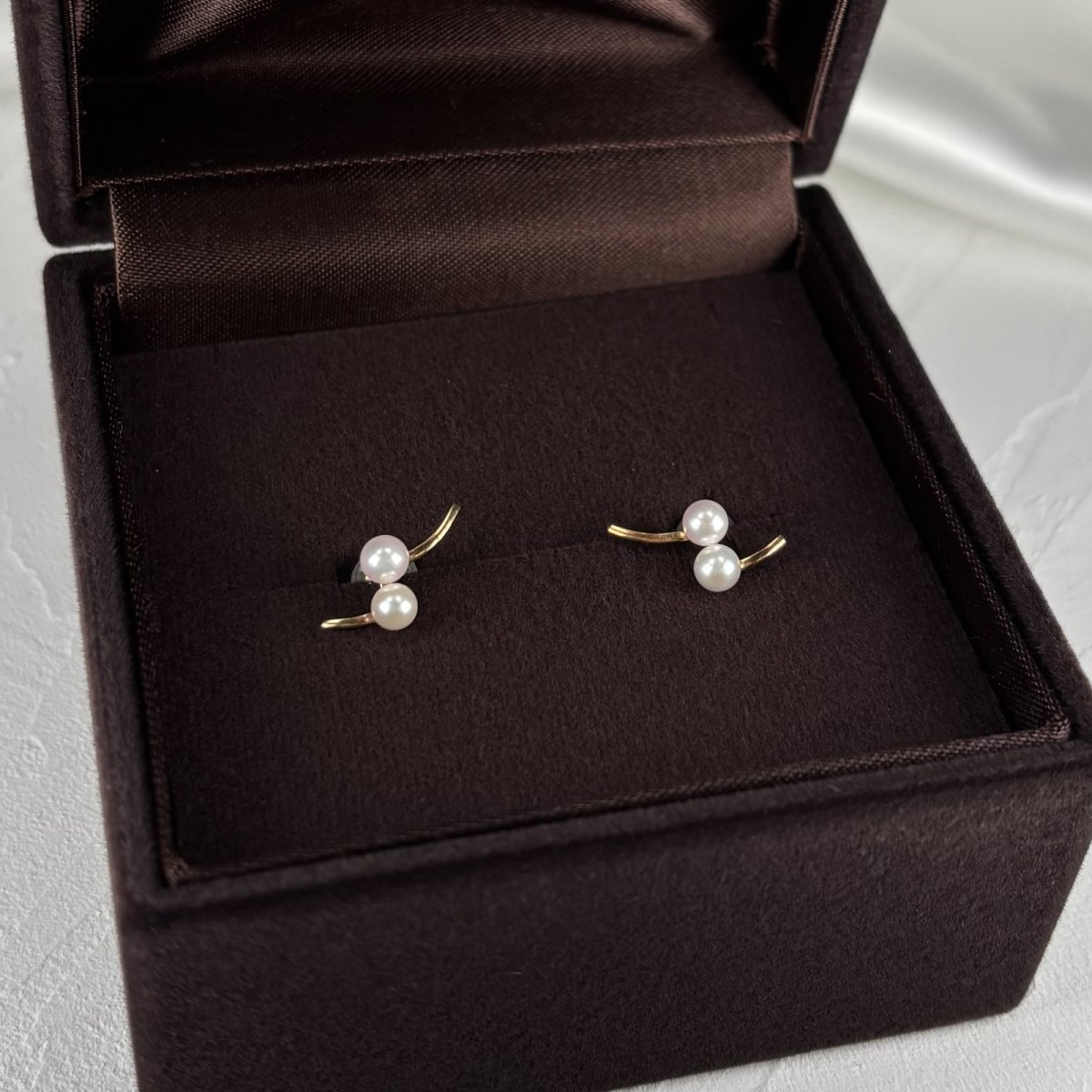 アコヤ真珠 ベビーパールピアス 3.5-4mm ホワイト ラウンド K18YG