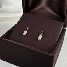 画像3: アコヤ真珠 ツインパールピアス イヤリング 3-4mm ホワイト クリーム ナチュラルグレー K10YG SV925製 直結ピアス (3)
