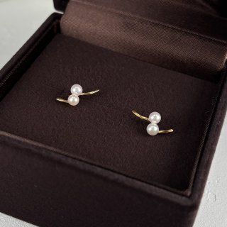 ベビーパール K18YGピアス デザインピアス アコヤ真珠 ラウンド
