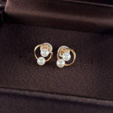アコヤ真珠 ベビーパールピアス 3.5-4ｍｍ ホワイト ラウンド K18YG　