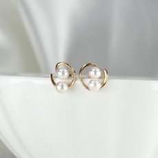 アコヤ真珠 ベビーパールピアス 3.5-4ｍｍ ホワイト ラウンド K18YG　
