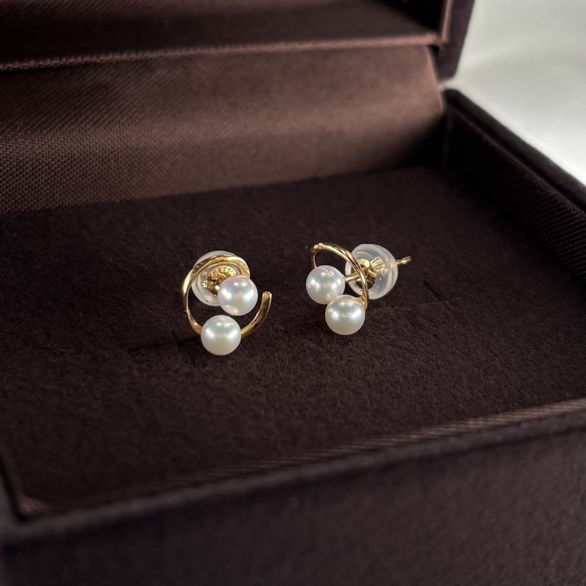 アコヤ真珠 ベビーパールピアス 3.5-4mm ホワイト ラウンド K18YG