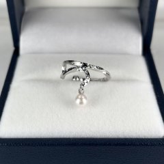 アコヤ真珠 パールイヤーカフ 4-4.5ｍｍ ホワイト ラウンド シルバー製 SV925 片耳 ユニセックス 