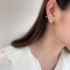 画像5: アコヤ真珠 パールイヤーカフ 4-4.5mm 5-5.5mm ホワイト ラウンド シルバー製 SV925  片耳 ユニセックス  (5)
